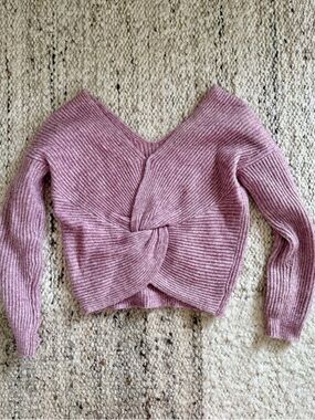 V-Neck Twist Purple Sweater